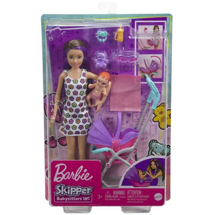 Toys N Tuck:Barbie Skipper Babysitters INC Stroller Playset (GXT34),Barbie
