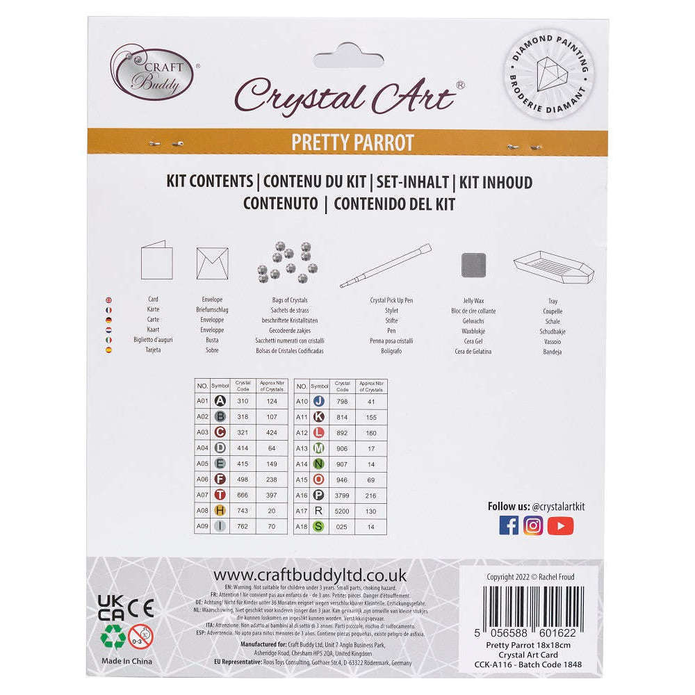 Toys N Tuck:Crystal Art Card Kit - Pretty Parrot,Crystal Art