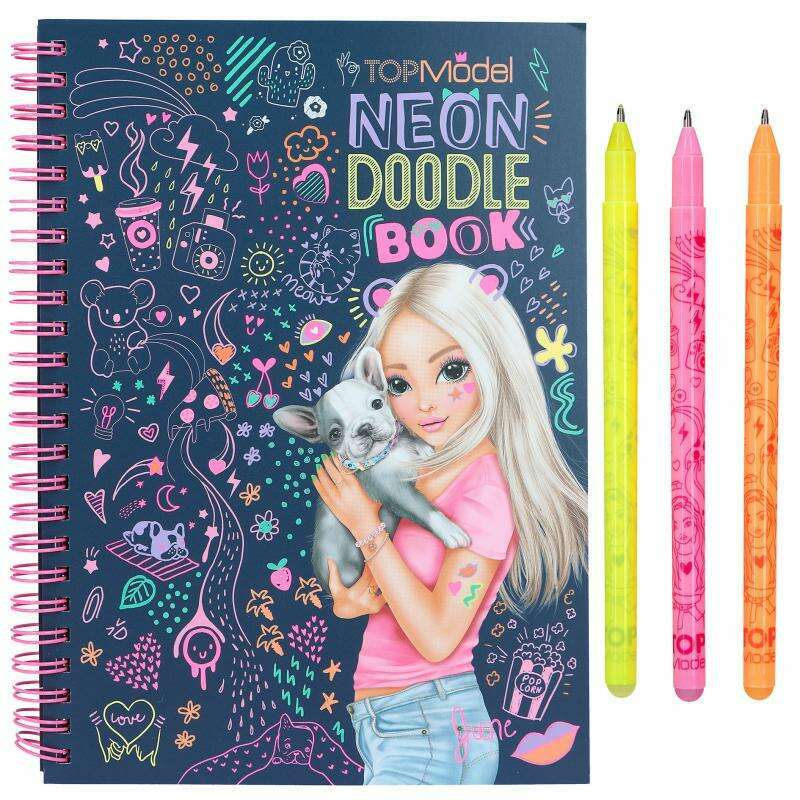 Toys N Tuck:Depesche Top Model Neon Doodle Book With Neon Pen Set,Top Model