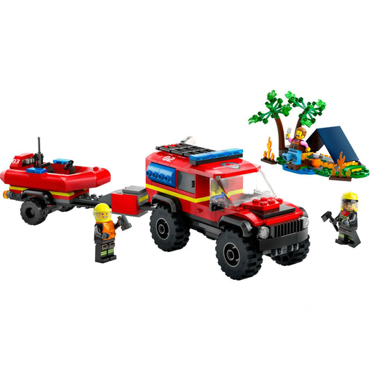 Toys N Tuck:Lego 60412 City 4x4 Fire Truck with Rescue Boat,Lego City