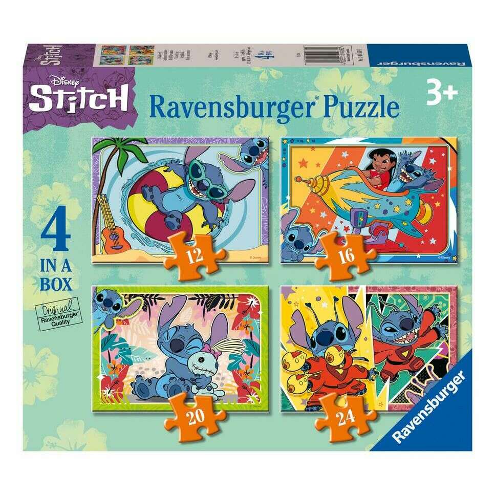 Toys N Tuck:Ravensburger 4 Puzzles in a Box Stitch Vacay Mode,Stitch