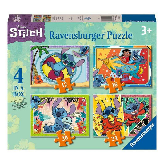 Toys N Tuck:Ravensburger 4 Puzzles in a Box Stitch Vacay Mode,Stitch