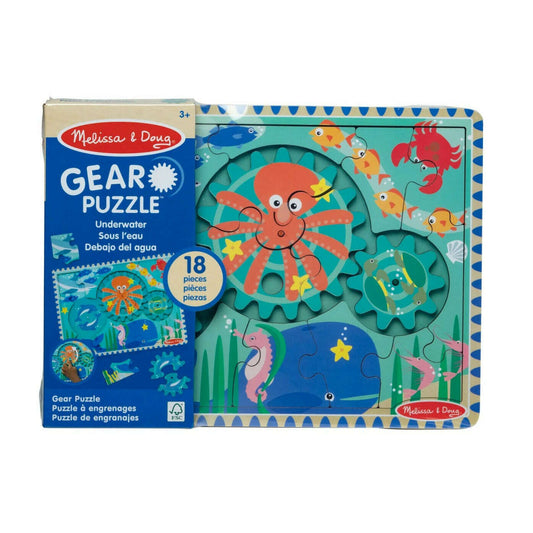 Toys N Tuck:Melissa & Doug Wooden Gear Puzzle 18pc Underwater,Melissa