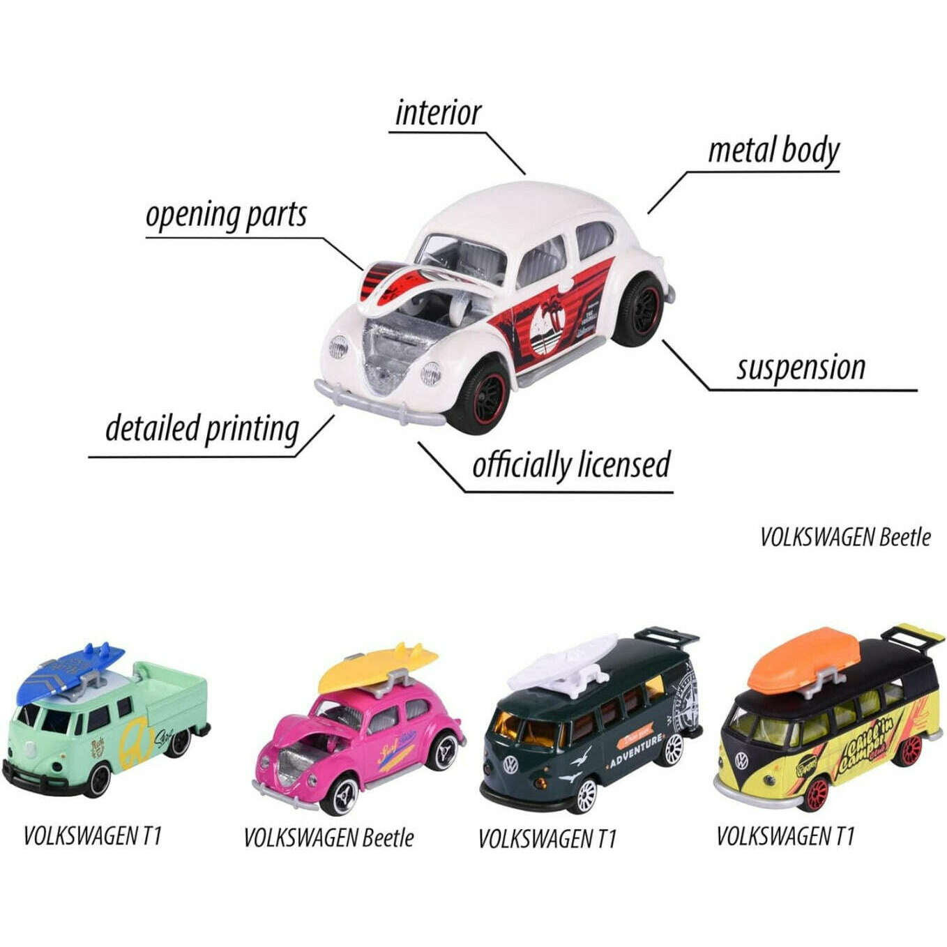 Toys N Tuck:Majorette 5 Pack Die-cast Volkswagen The Originals,Majorette