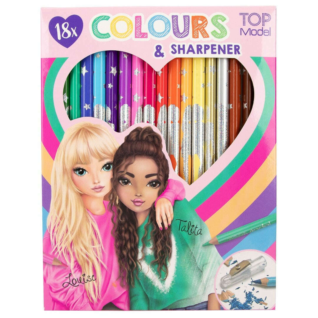 Toys N Tuck:Depesche Top Model 18 Colouring Pencils with Sharpener,Top Model