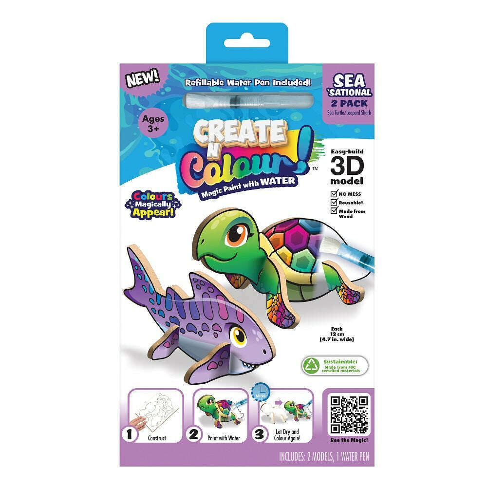 Toys N Tuck:Create N Colour Sea 'Sational 2 Pack - Sea Turtle & Leopard Shark,Create N Colour