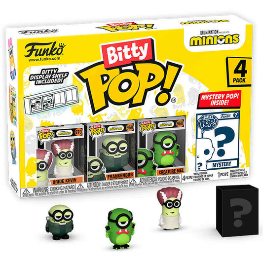 Toys N Tuck:Bitty Pop! Minions 4 Pack - Frankenbob,Bride Kevin,Creature Mel And Mystery Bitty,Minions
