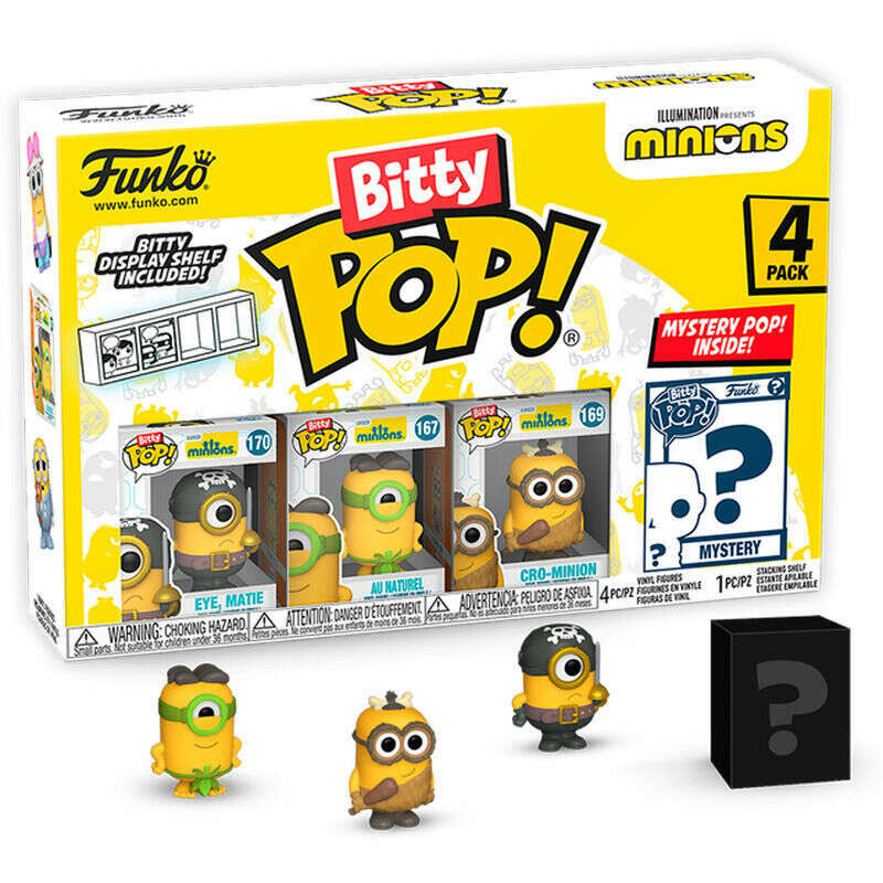 Toys N Tuck:Bitty Pop! Minions 4 Pack - Eye Matie,Au Naturel,Cro-Minion And Mystery Bitty,Minions