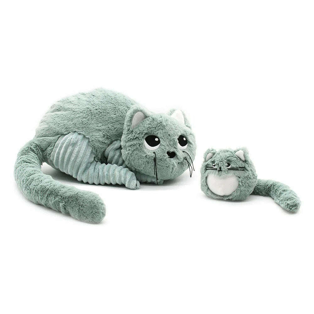 Toys N Tuck:Ptipotos Plush Mint Green Cat with Baby,Ptipotos
