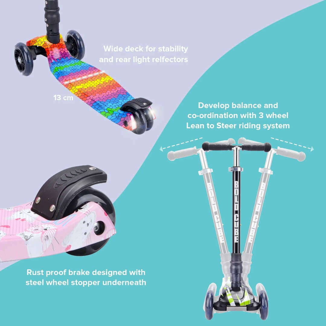 Toys N Tuck:Boldcube Big 3 Wheel Folding Scooter - Crystal Rubix,Boldcube
