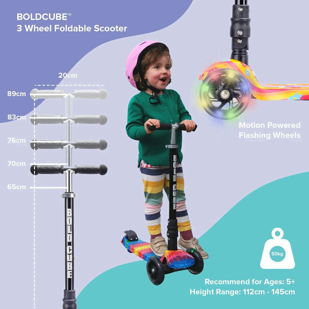 Toys N Tuck:Boldcube Big 3 Wheel Folding Scooter - Crystal Rubix,Boldcube
