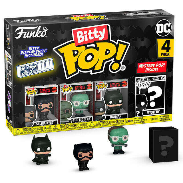 Toys N Tuck:Bitty Pop! DC Batman 4 Pack - Selina Kyle,The Riddler, Batman And Mystery Bitty,DC