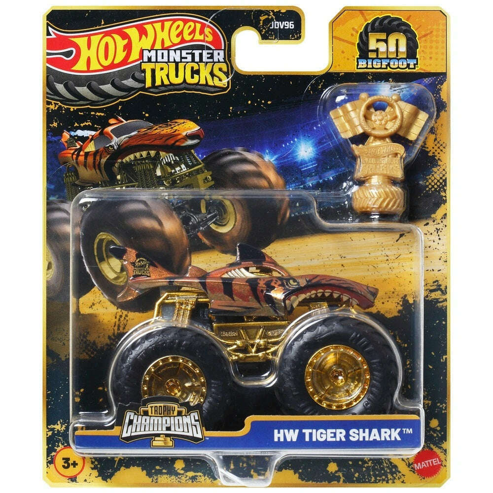 Hot Wheels Monster Trucks Trophy Champions HW Tiger Shark – Toys