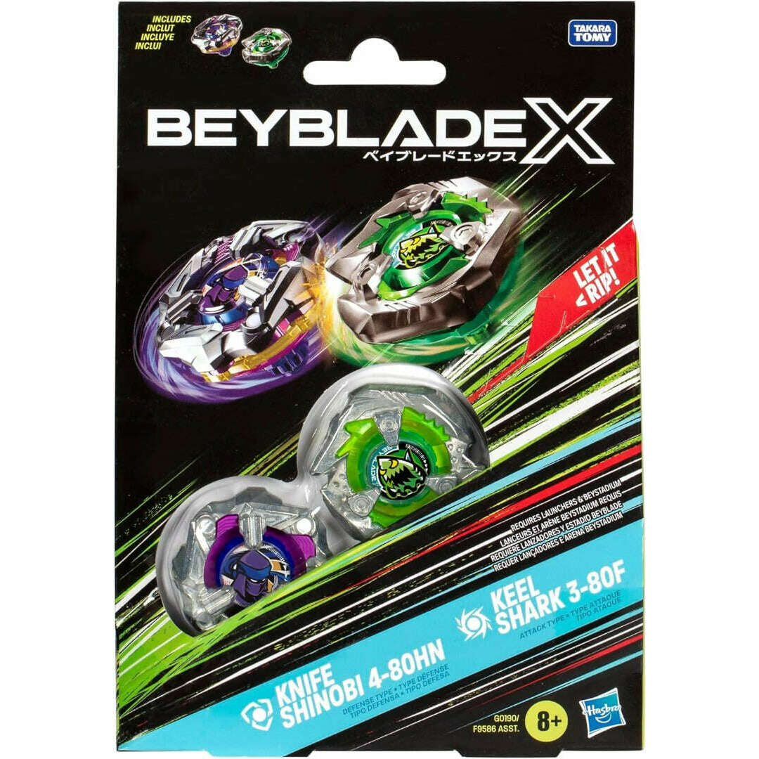 Toys N Tuck:Beyblade X Dual Pack Knife Shinobi 4-80HN & Keel Shark 3-80F,Beyblade
