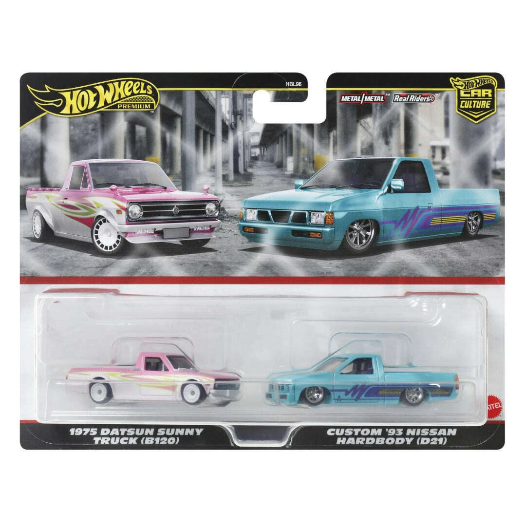 Toys N Tuck:Hot Wheels Premium Car Culture 2-Pack - 1975 Datsun Sunny Truck and Custom '93 Nissan Hardbody,Hot Wheels