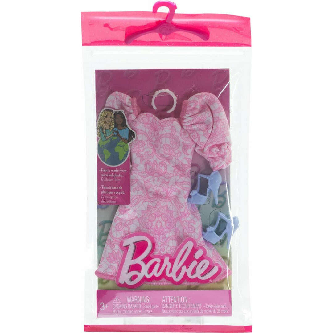 Toys N Tuck:Barbie Fashion Outfit - Pink Puff Sleeve Dress (HRH40),Barbie