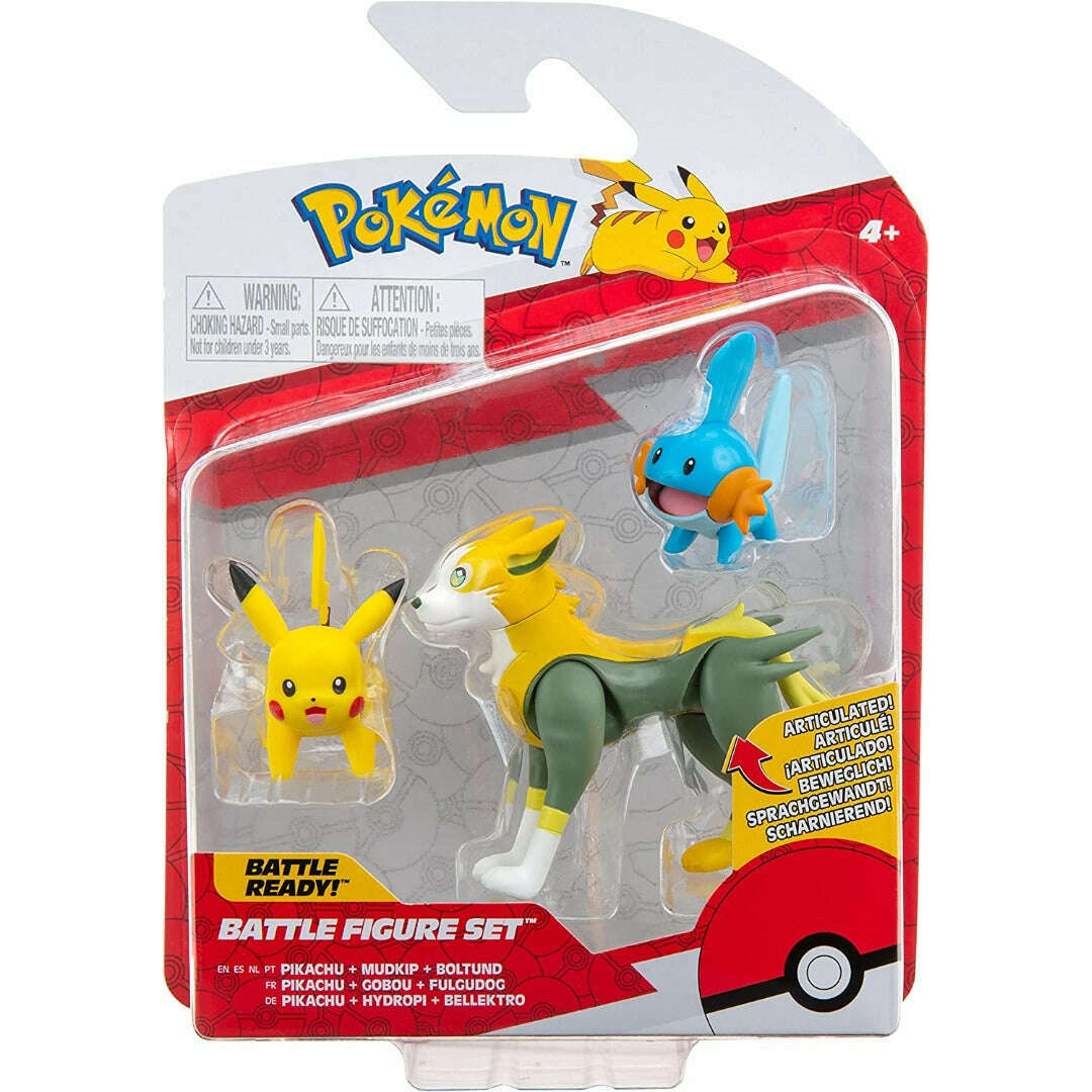 Toys N Tuck:Pokemon Battle Figure Set - Pikachu, Mudkip, Boltund,Pokemon