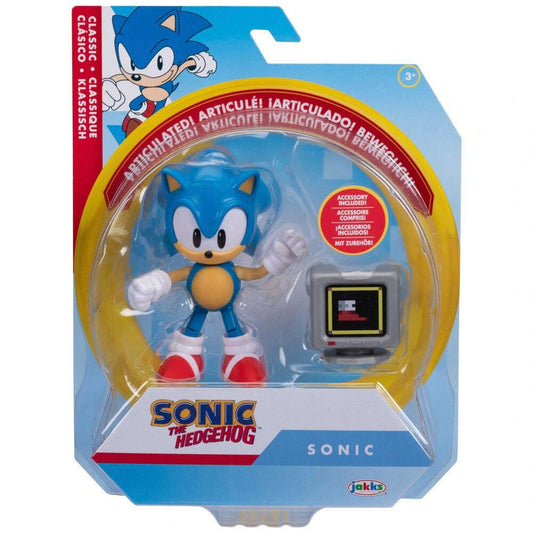Toys N Tuck:Sonic The Hedgehog 4 Inch Figure - Classic Sonic with Speed Item Box,Sonic The Hedgehog