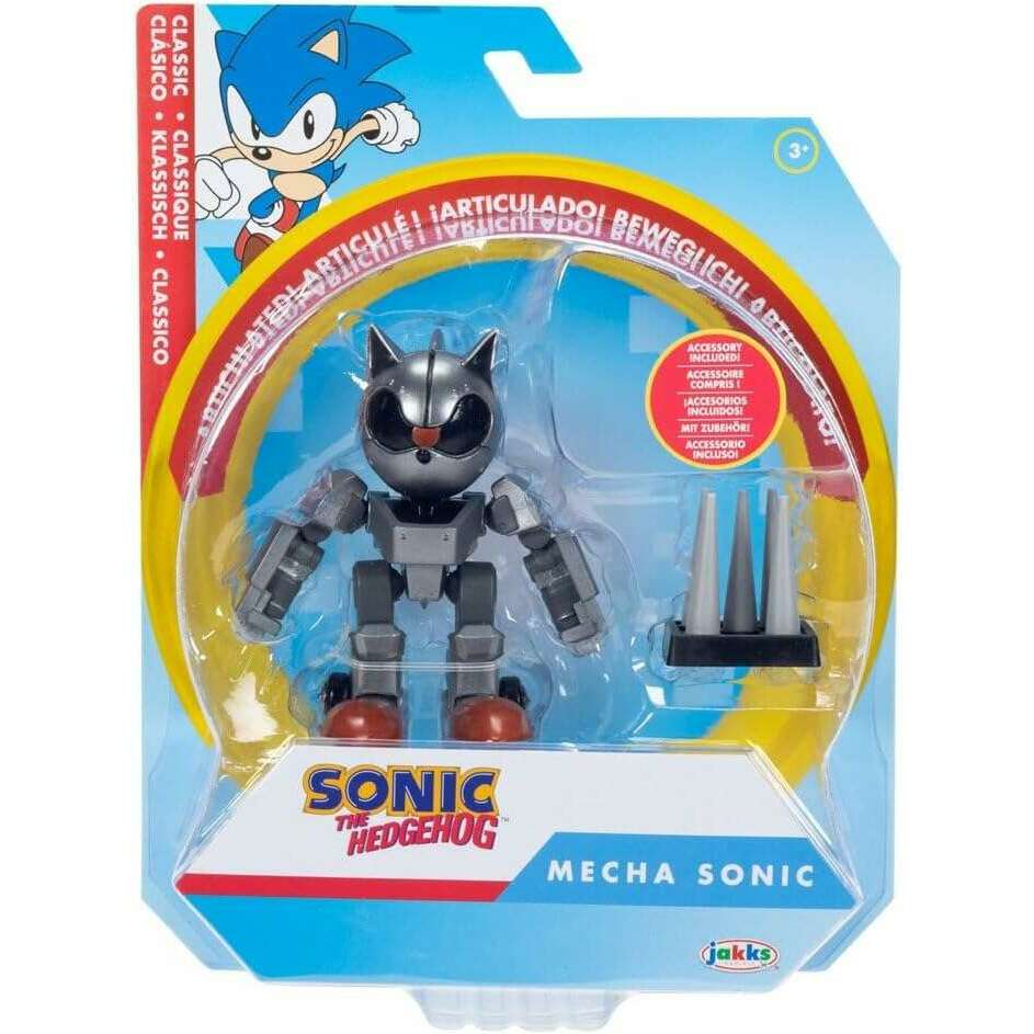Toys N Tuck:Sonic The Hedgehog 4 Inch Figure - Mecha Sonic with Spike Trap,Sonic The Hedgehog