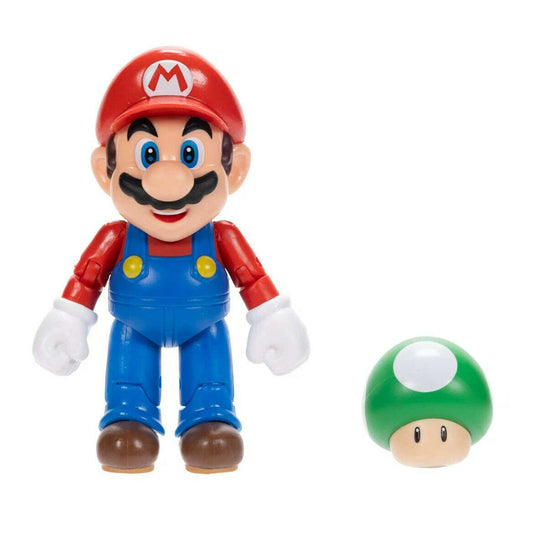 Toys N Tuck:Super Mario 4 Inch Figures - Mario with 1-UP Mushroom,Super Mario