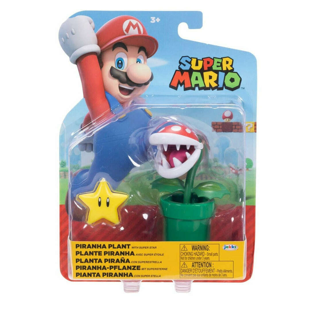 Toys N Tuck:Super Mario 4 Inch Figures - Piranha Plant with Super Star,Super Mario