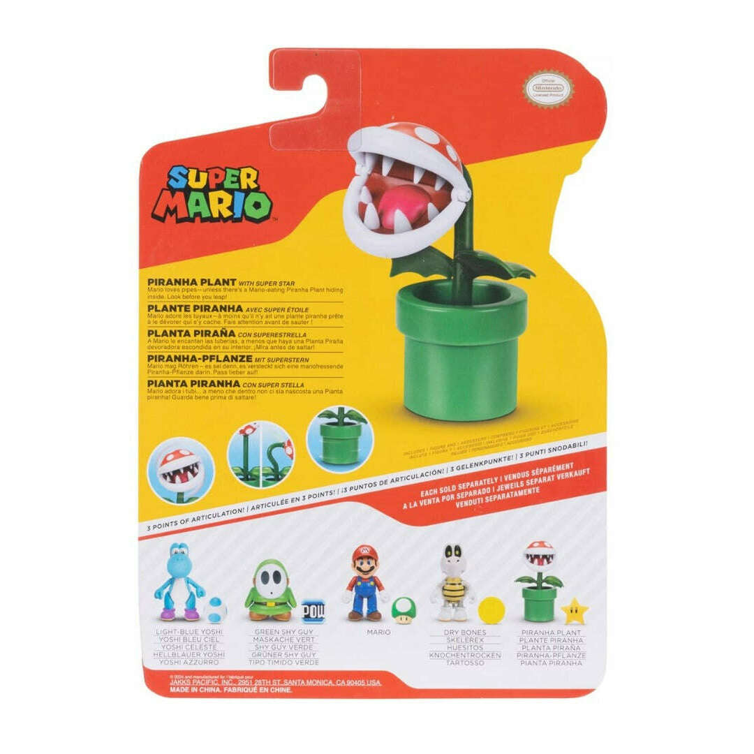 Toys N Tuck:Super Mario 4 Inch Figures - Piranha Plant with Super Star,Super Mario