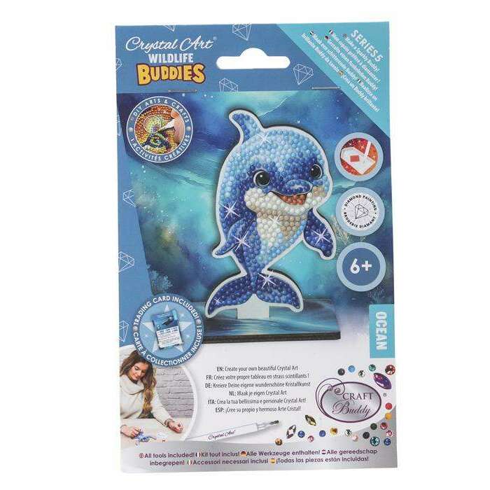 Toys N Tuck:Crystal Art Wildlife Buddies Ocean Series 5 - Dolphin,Crystal Art