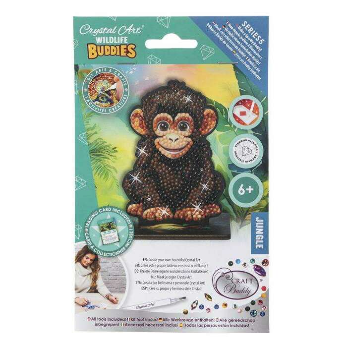 Toys N Tuck:Crystal Art Wildlife Buddies Jungle Series 5 - Chimp,Crystal Art