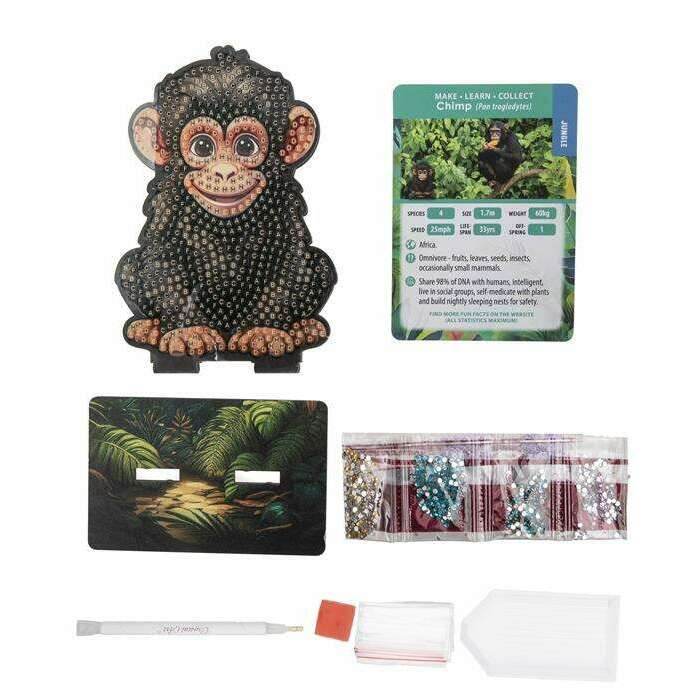 Toys N Tuck:Crystal Art Wildlife Buddies Jungle Series 5 - Chimp,Crystal Art