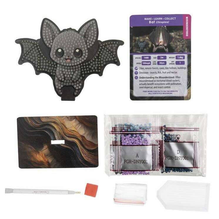 Toys N Tuck:Crystal Art Wildlife Buddies Misunderstood Series 5 - Bat,Crystal Art