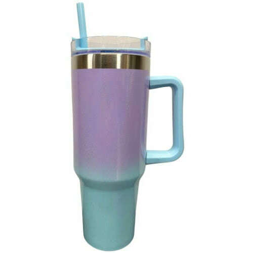Toys N Tuck:Ombre Double Walled Shimmer Tumbler With Handle - Purple & Blue,Gem Imports