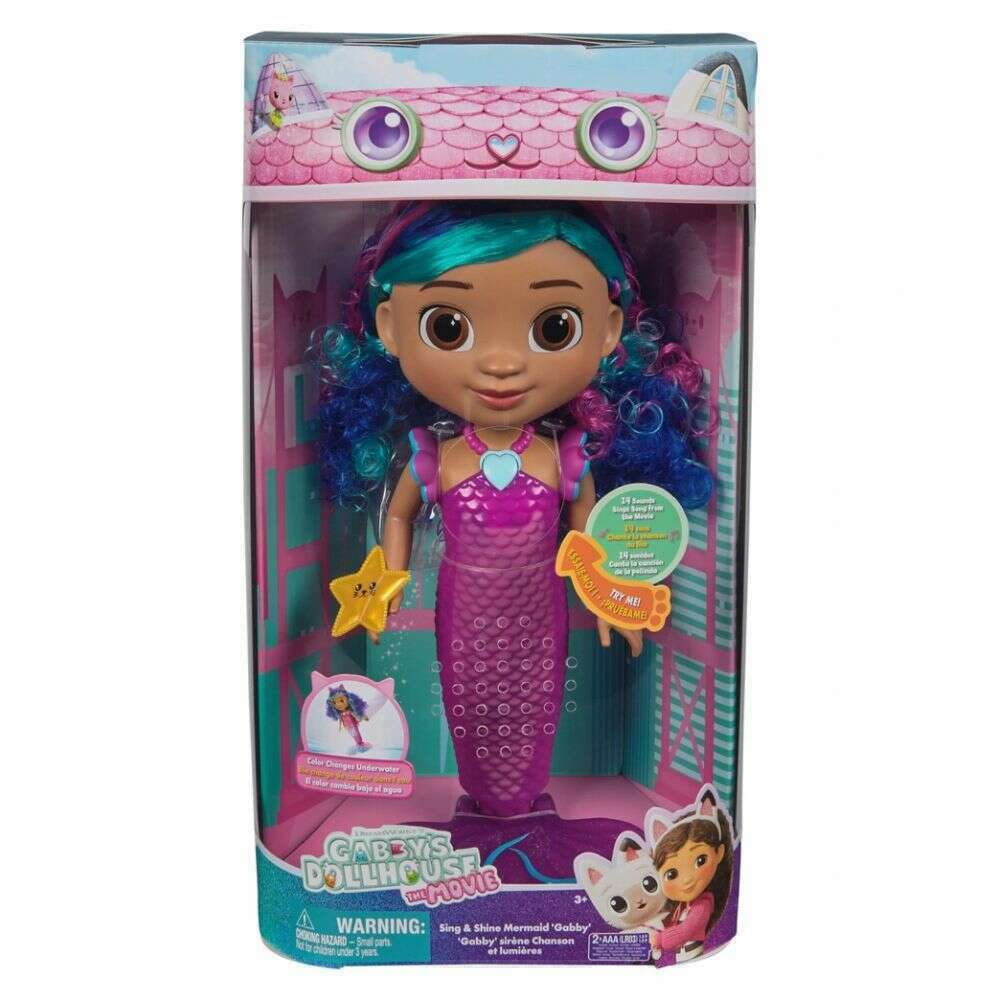 Gabby's Dollhouse The Movie Sing Shine Mermaid Gabby Doll – Toys