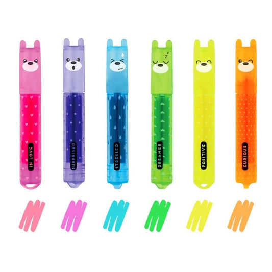 Legami 6 Mini Highlighters Neon Teddy's Mood