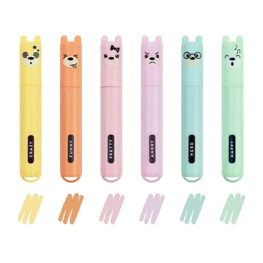 Legami 6 Mini Highlighters Pastel Teddy's Style