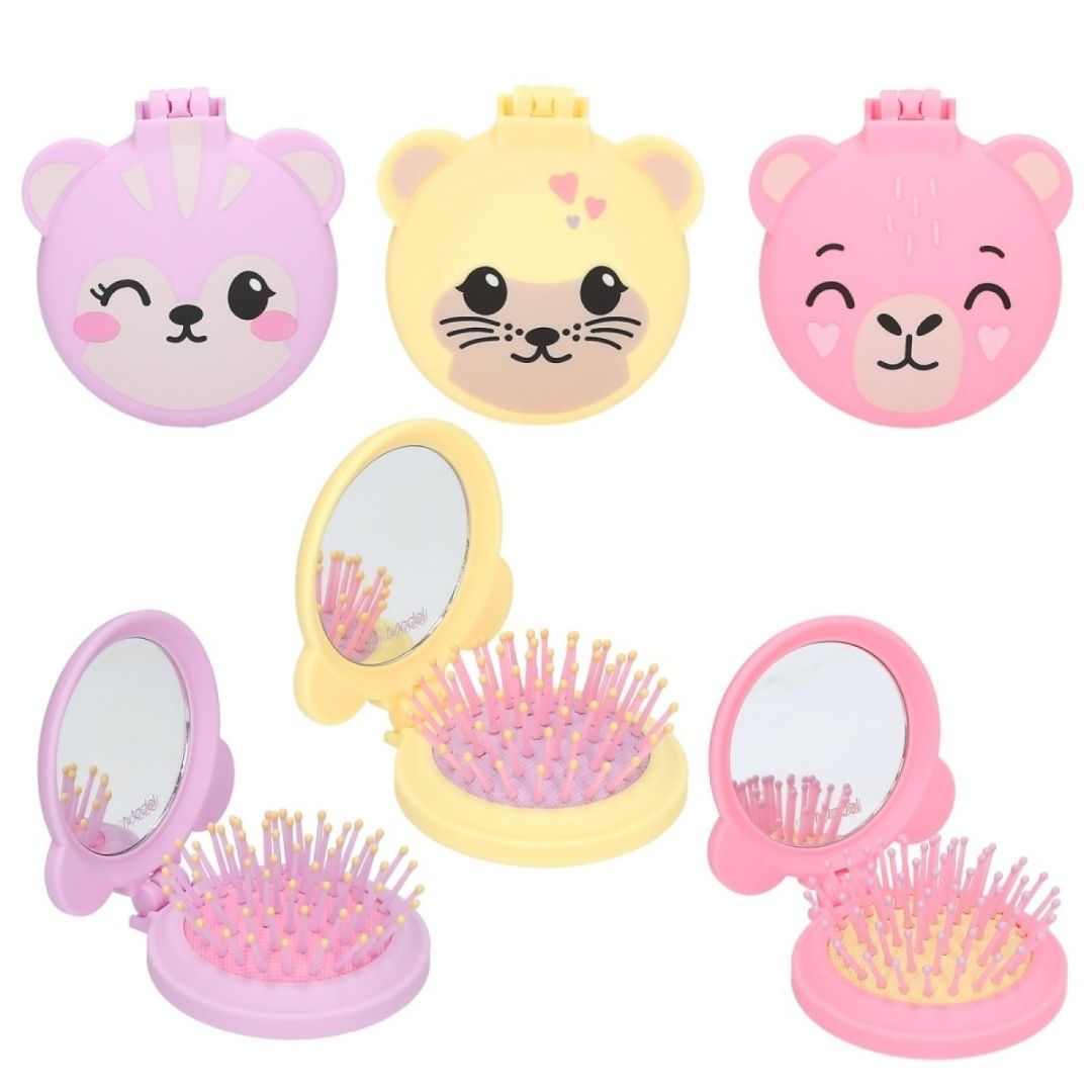 Depesche Top Model Folding Hairbrush With Mirror Yellow