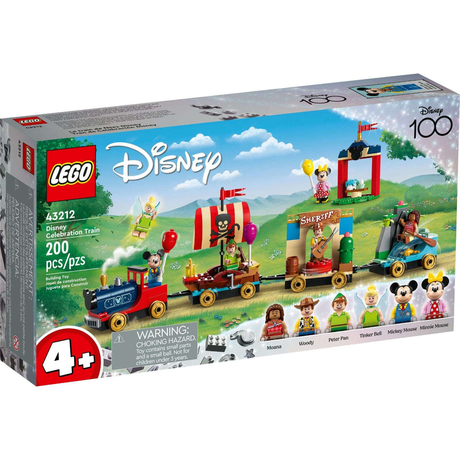 LEGO Disney 43212 - Le train en fête de Disney Jouet Enfants 4 Ans avec  Vaiana, Woody, Peter Pan et les Wagons de la Fée Clochette plus Mickey et  Minnie Mouse, 100ème