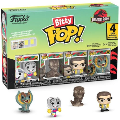 Bitty Pop! Jurassic Park 4 Pack - Mr. DNA, Dilophosaurus Fossil, Dennis Nedry, Dilophosaurus