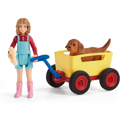 Toys N Tuck:Schleich 42543 Farm World Puppy Wagon Ride,Schleich