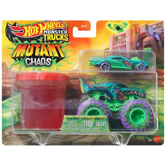 Hot Wheels Monster Trucks Mutant Chaos Slime Pack Mega-Wrex and Project Speeder