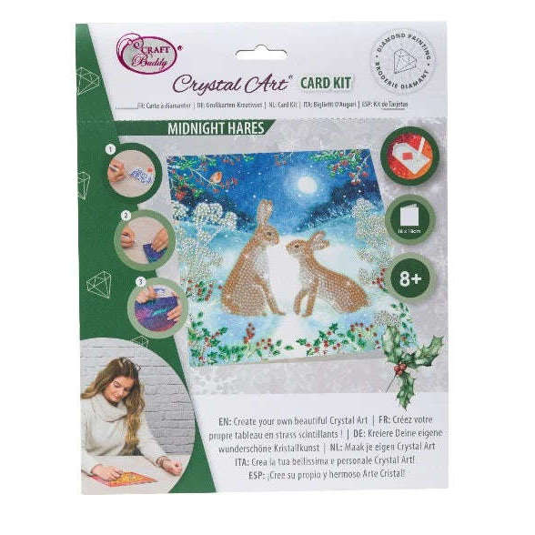 Toys N Tuck:Crystal Art Christmas Card Kit - Midnight Hares,Crystal Art