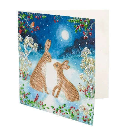 Toys N Tuck:Crystal Art Christmas Card Kit - Midnight Hares,Crystal Art