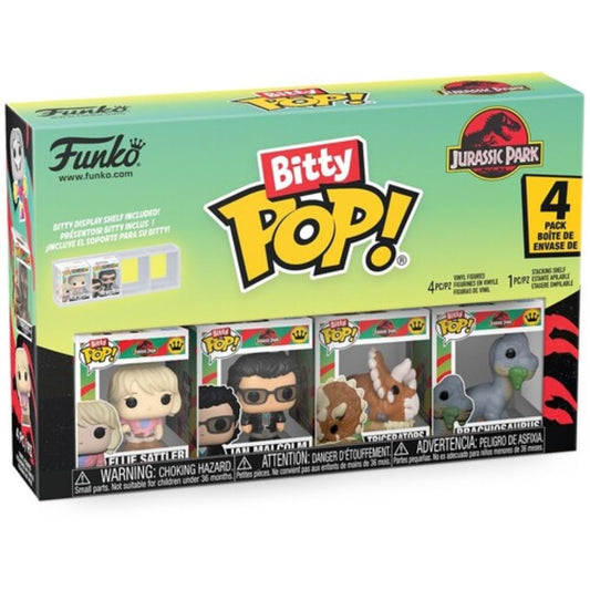 Bitty Pop! Jurassic Park 4 Pack - Ellie Sattler, Ian Malcolm, Triceratops, Brachiosaurus