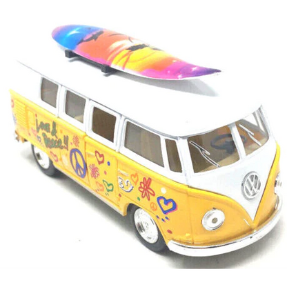 Toys N Tuck:1962 Volkswagen Classic Bus With Surfboard & decals 1:32 Die Cast,Kandy Toys