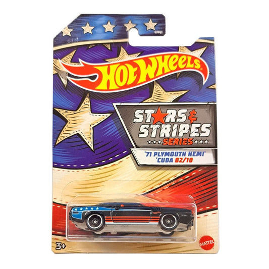 Toys N Tuck:Hot Wheels Stars and Stripes Series '71 Plymouth Hemi 'Cuda 2/10,Hot Wheels
