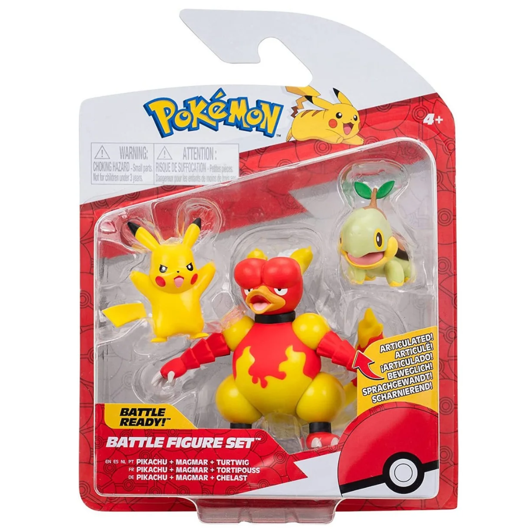Toys N Tuck:Pokemon Battle Figure Set - Pikachu Magmar Turtwig,Pokemon