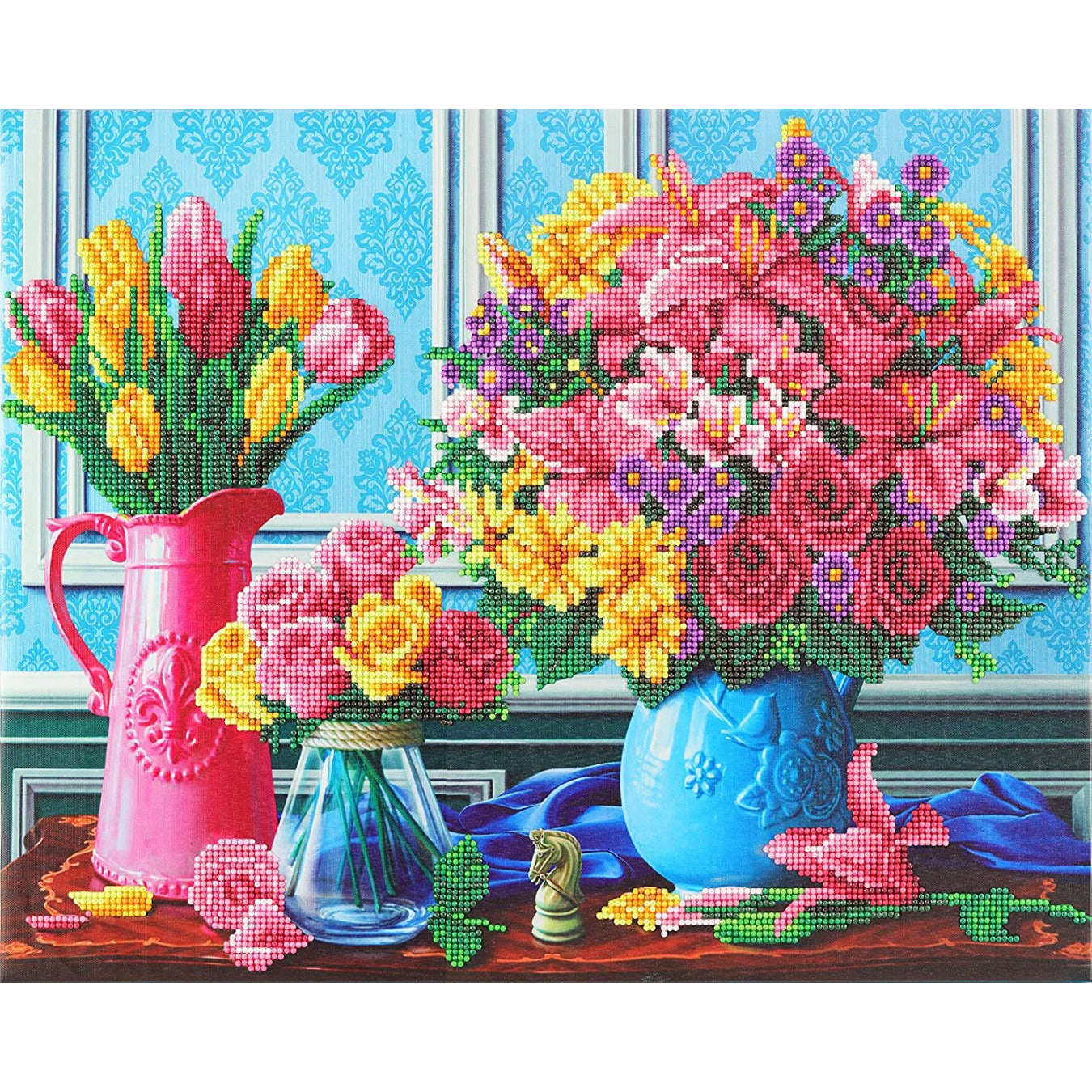 Toys N Tuck:Crystal Art Framed Canvas Kit - Beautiful Blooms,Crystal Art