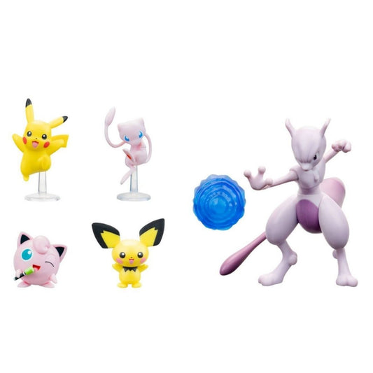 Pokémon Battle Figure 5 Pack - Pikachu Pichu Mew Jigglypuff Mewtwo