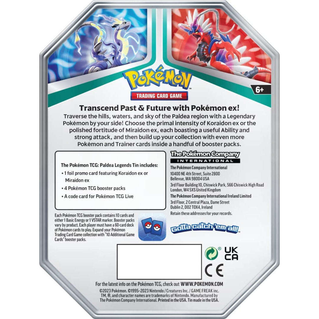 Lata com Cartas Pokémon Summer Tin 2023 EN - Miraidon, miraidon