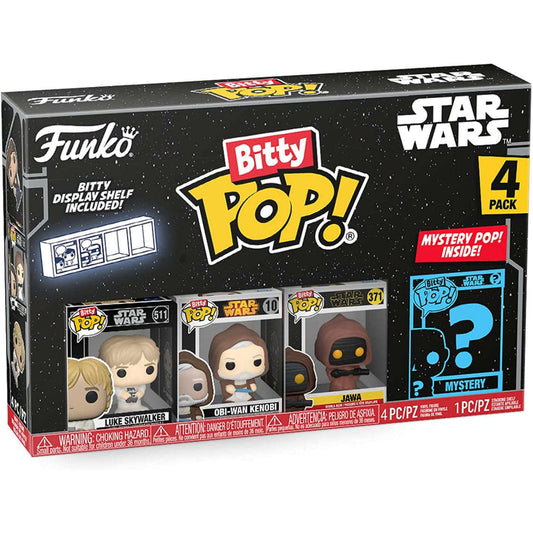 Toys N Tuck:Bitty Pop! Star Wars 4 Pack - Luke Skywalker, Obi-wan Kenobi, Jawa and Mystery Bitty,Star Wars