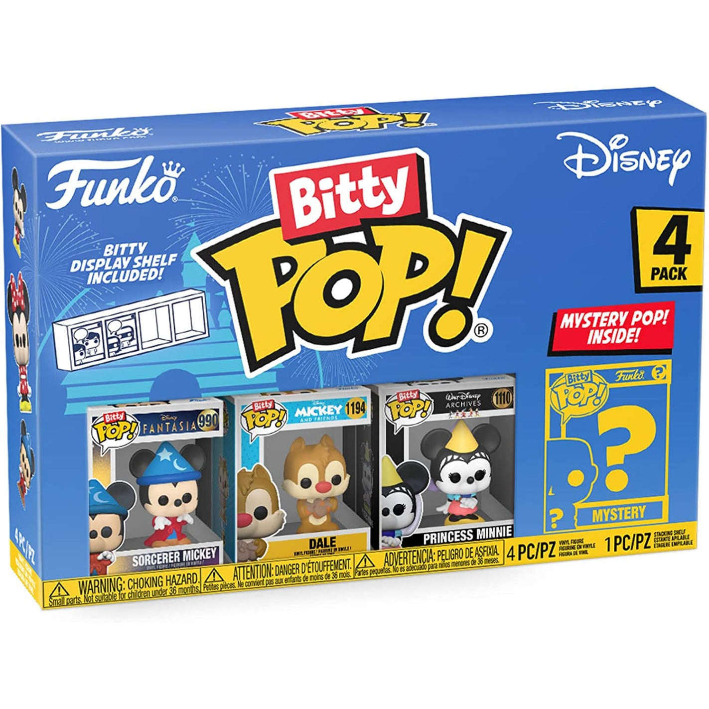 Toys N Tuck:Bitty Pop! Disney 4 Pack - Sorcerer Mickey, Dale, Princess Minnie and Mystery Bitty,Disney